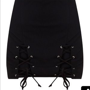 PrettyLittleThing Double Split Lace Up Mini Skirt